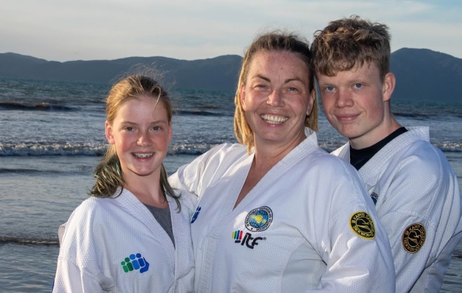 Kate Taylor training with her own kids, Kāpiti Coast TaeKwon-Do Club